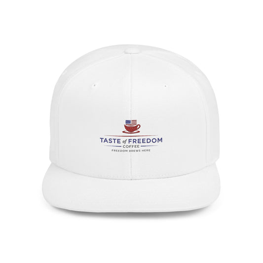 Taste of Freedom Flat Bill Snapback Hat — Patriotic American Flag BBQ Logo Cap