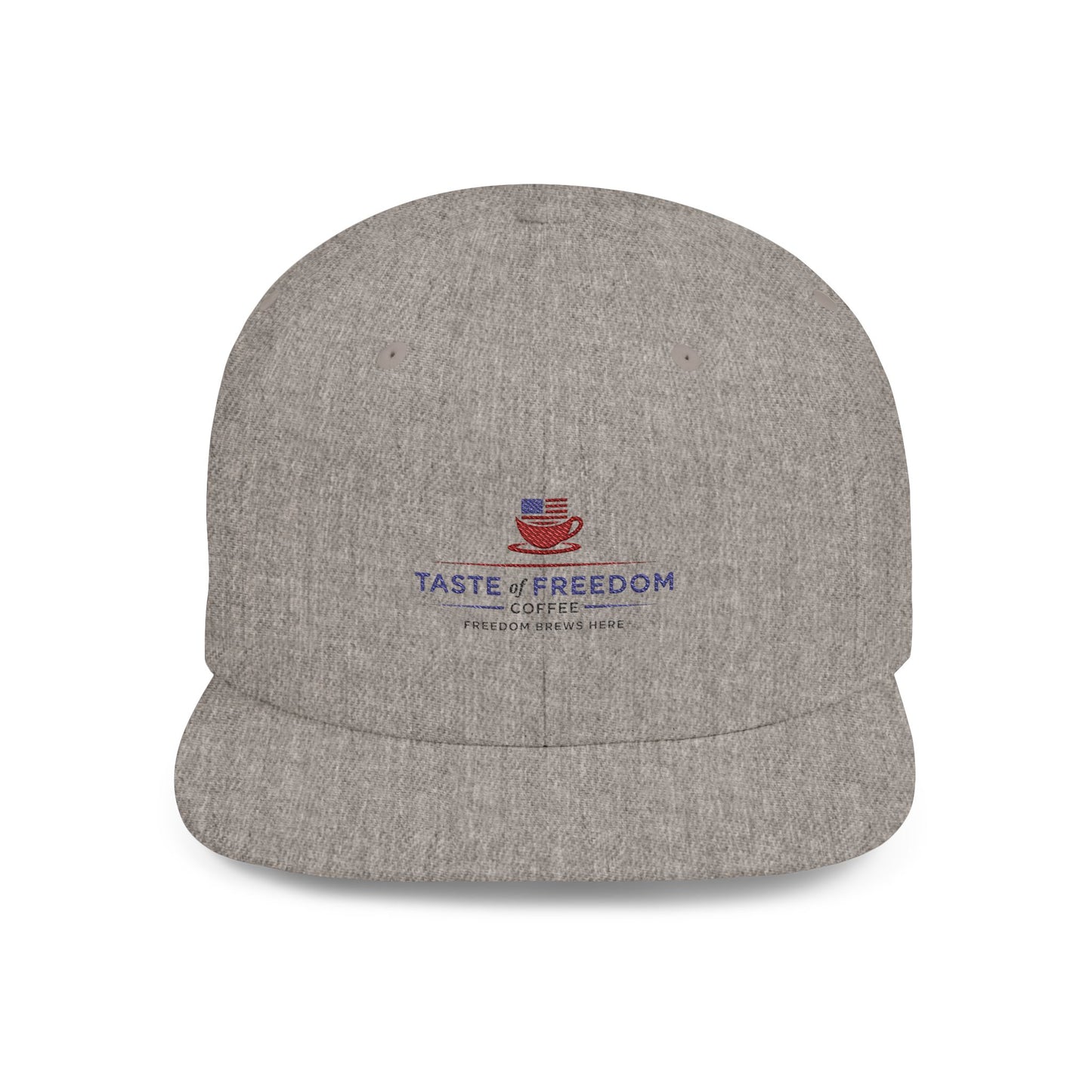 Taste of Freedom Flat Bill Snapback Hat — Patriotic American Flag BBQ Logo Cap