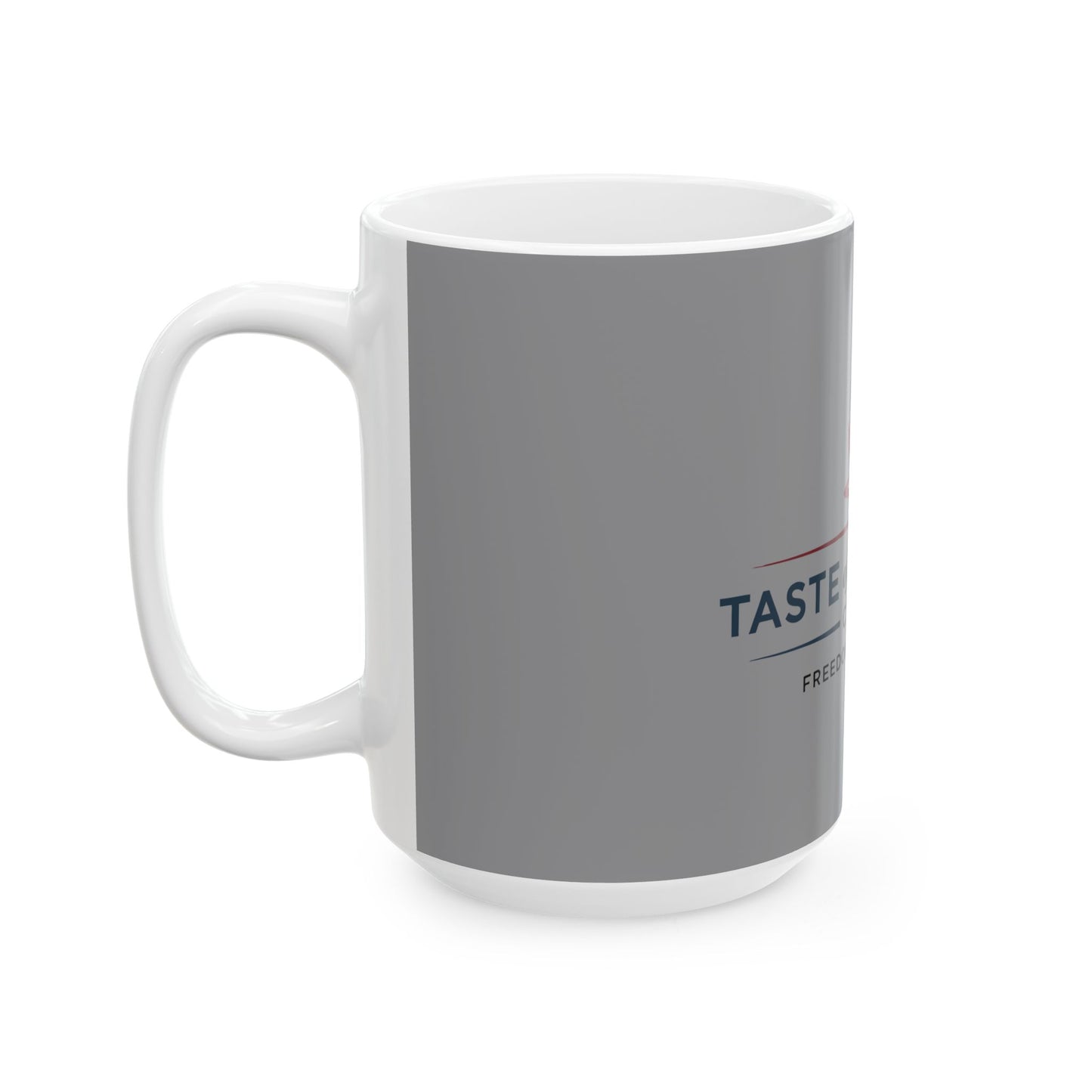 Taste of Freedom Coffee Mug — Americana 11oz/15oz Ceramic Mug with Flag Logo (“Freedom Brews Here”)