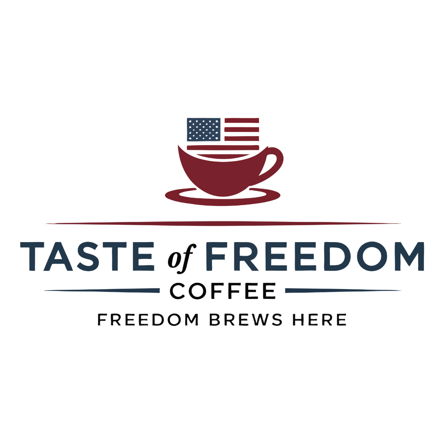 Taste of Freedom Coffee Mug — Americana 11oz/15oz Ceramic Mug with Flag Logo (“Freedom Brews Here”)