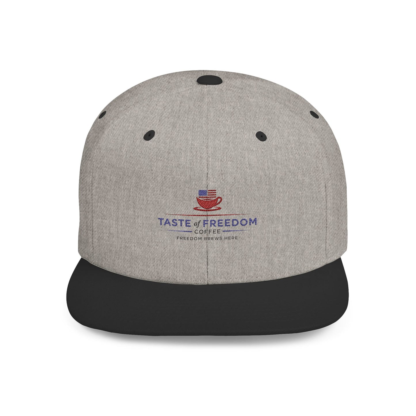 Taste of Freedom Flat Bill Snapback Hat — Patriotic American Flag BBQ Logo Cap