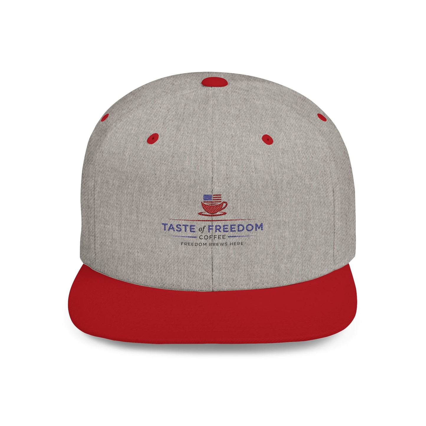 Taste of Freedom Flat Bill Snapback Hat — Patriotic American Flag BBQ Logo Cap